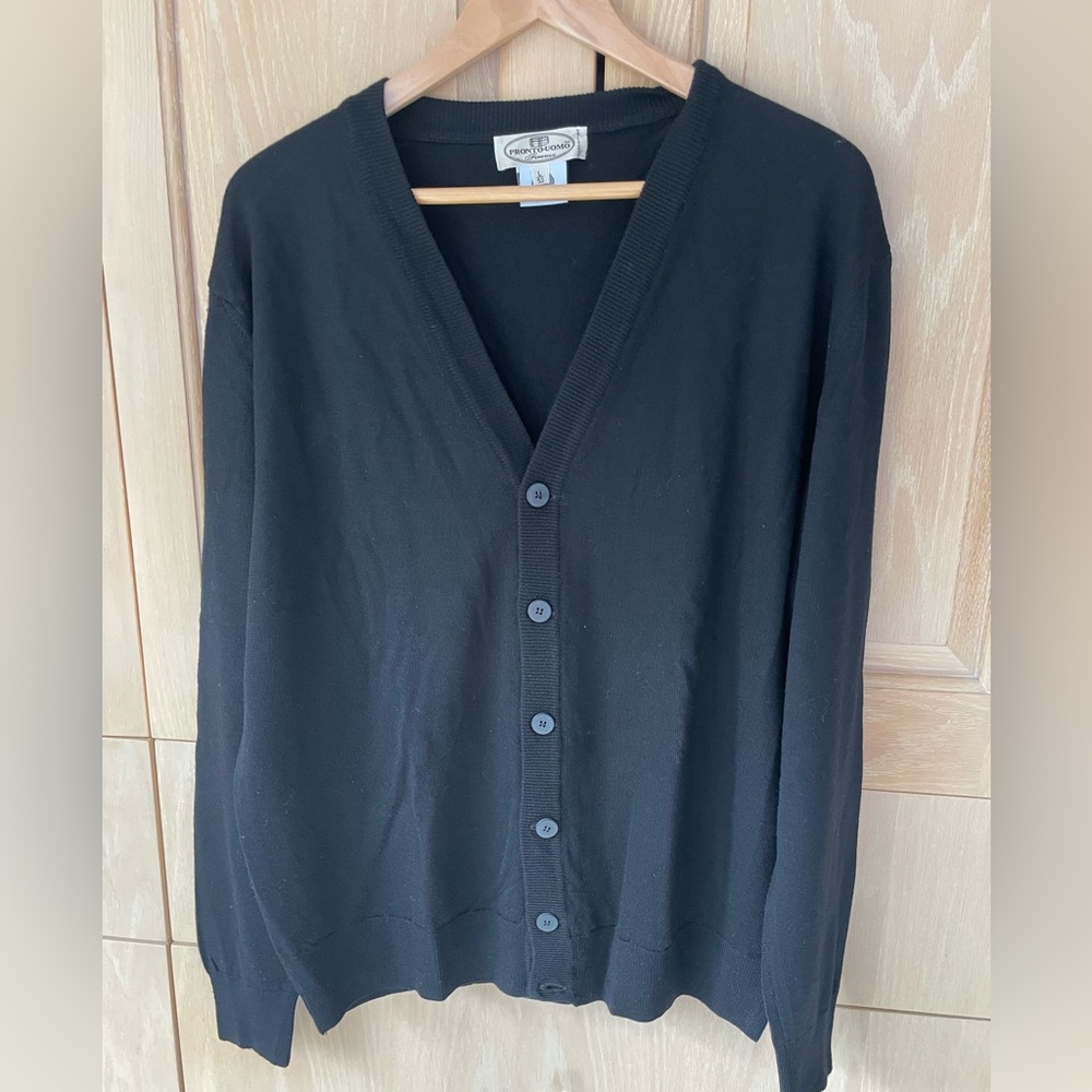 Men’s Pronto Uomo Classic Black Wool Cardigan